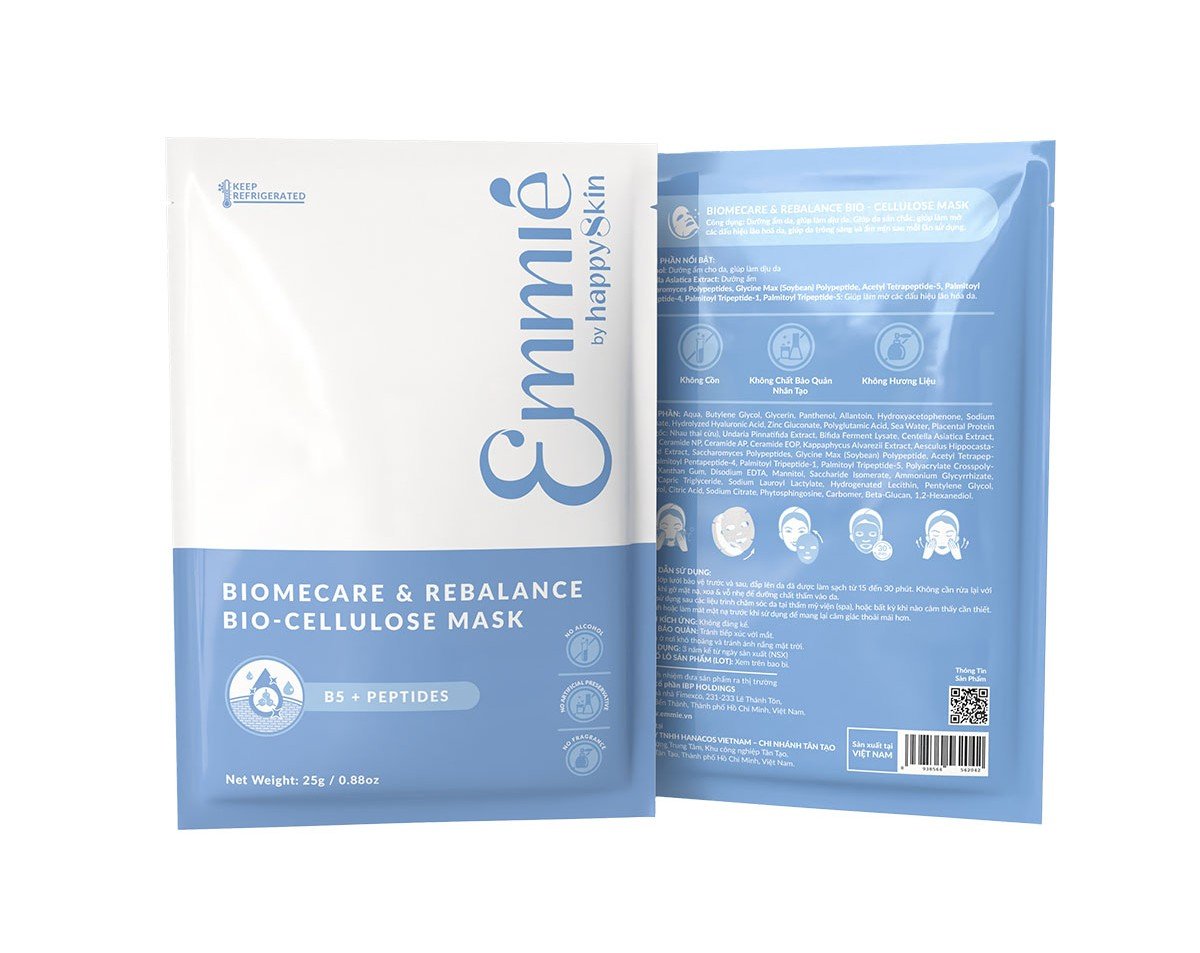 Emmié by Happyskin - Mặt Nạ Biomecare & Rebalance Bio-Cellulose B5 + Peptides
