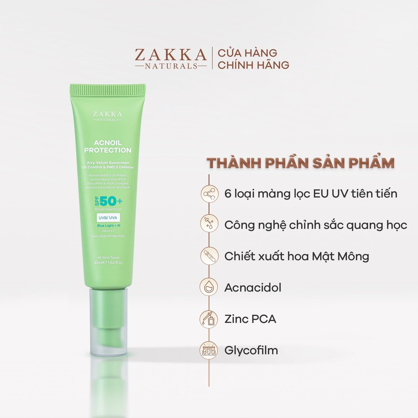 Zakka Naturals - Kem chống nắng Acnoil Protection