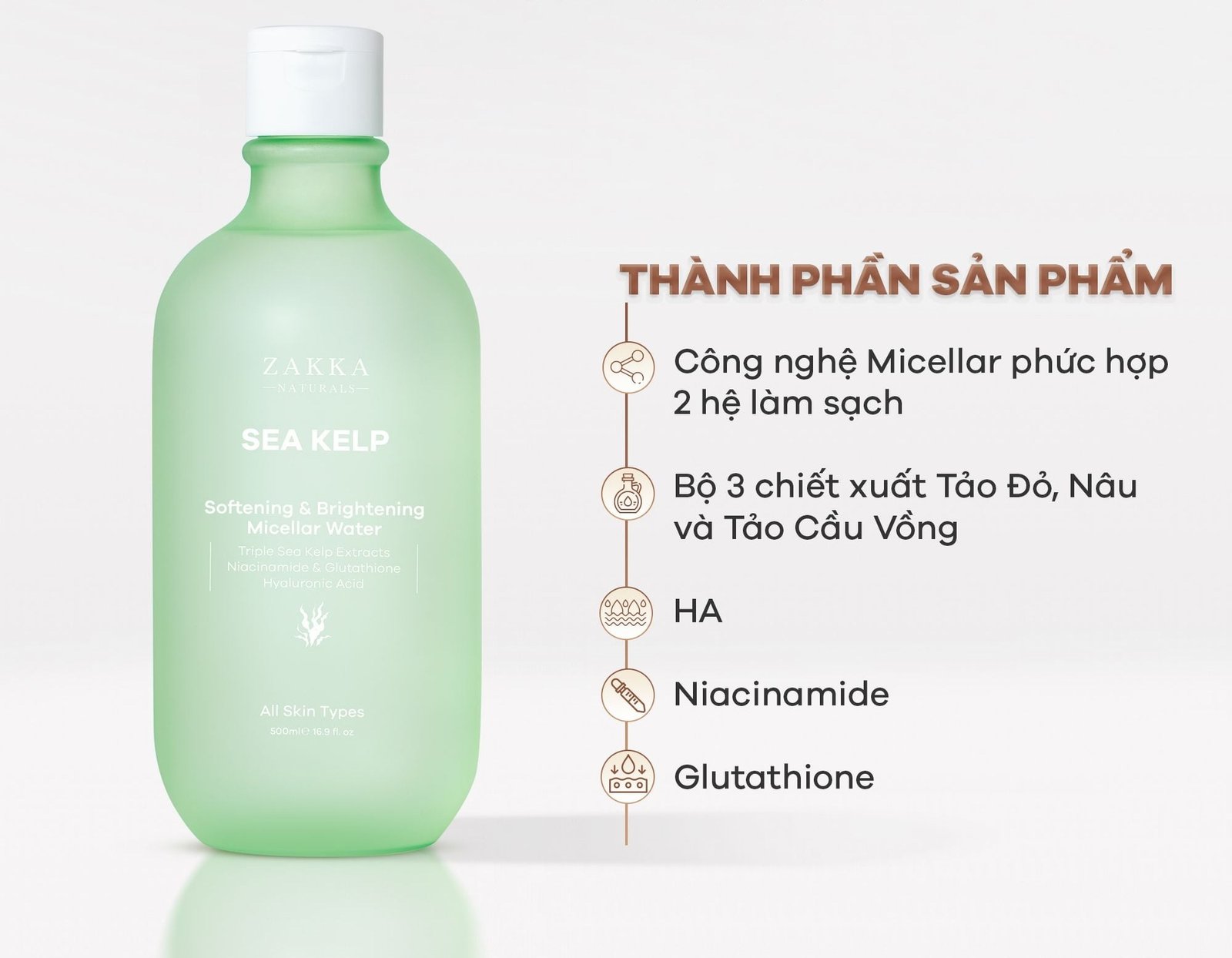 Zakka - Nước Tẩy Trang Sea Kelp Softening & Brightening