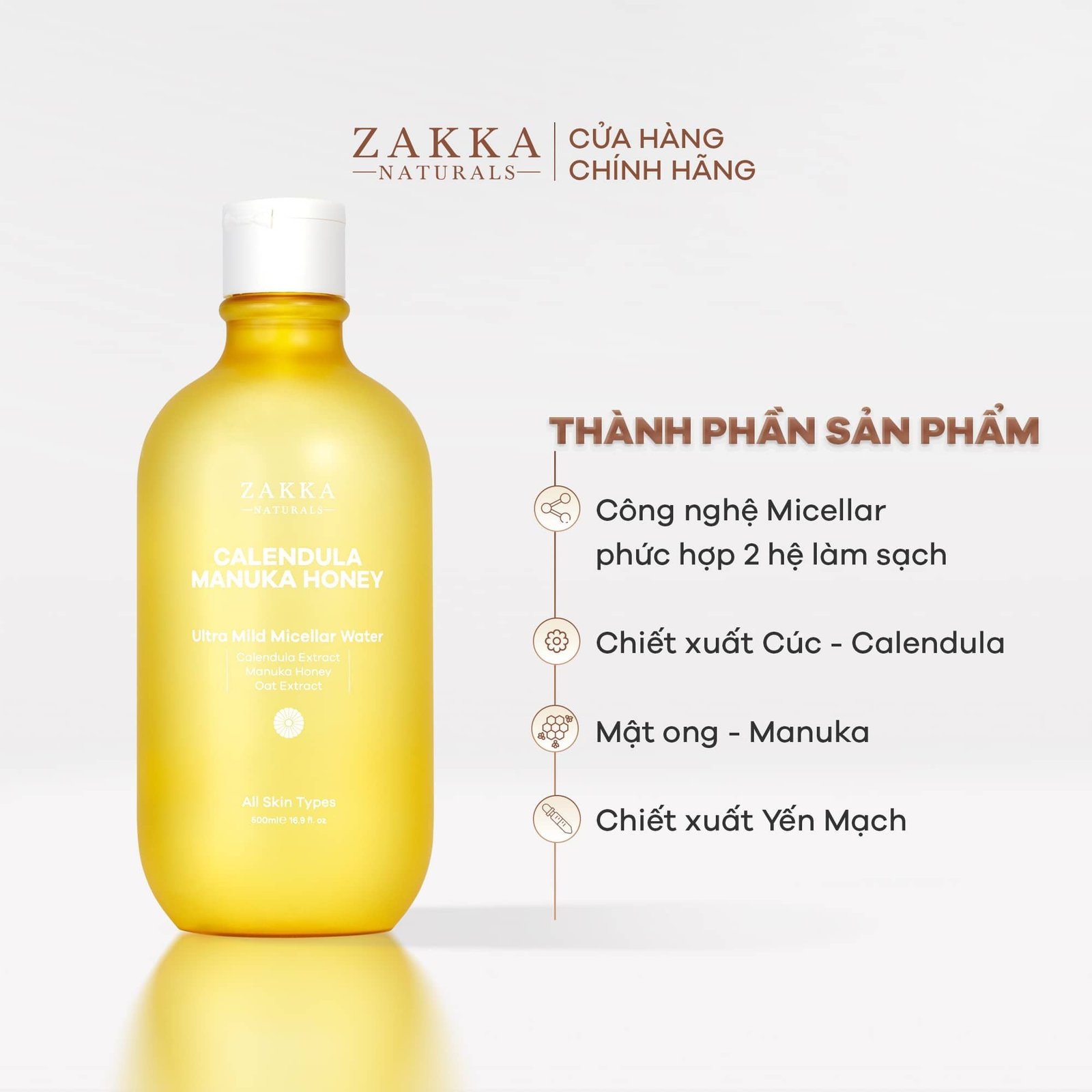 Zakka Naturals - Calendula & Manuka Honey Ultra Mild Micellar Water