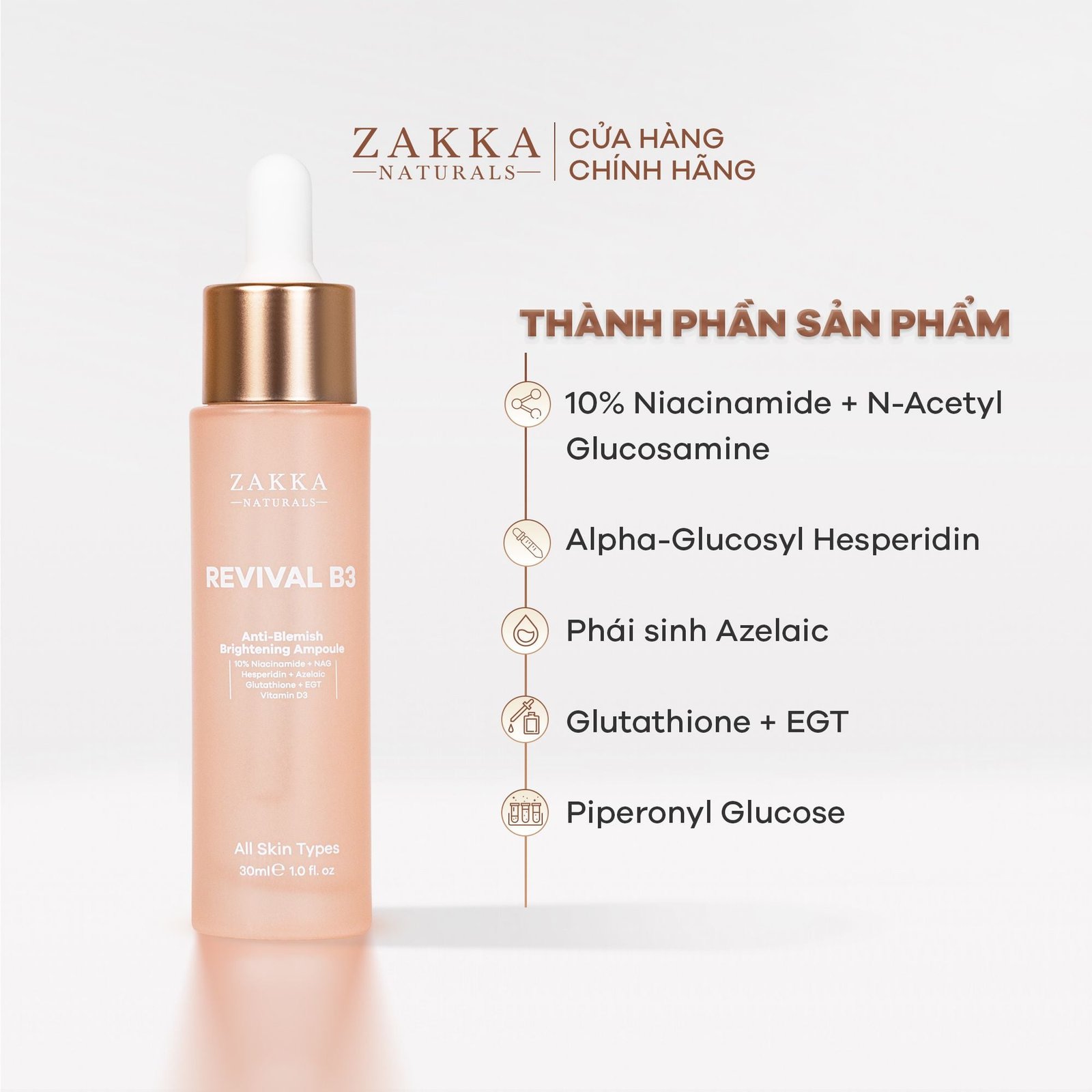 Zakka Naturals - Serum Niacinamide Cải Thiện Thâm Mụn Revival B3