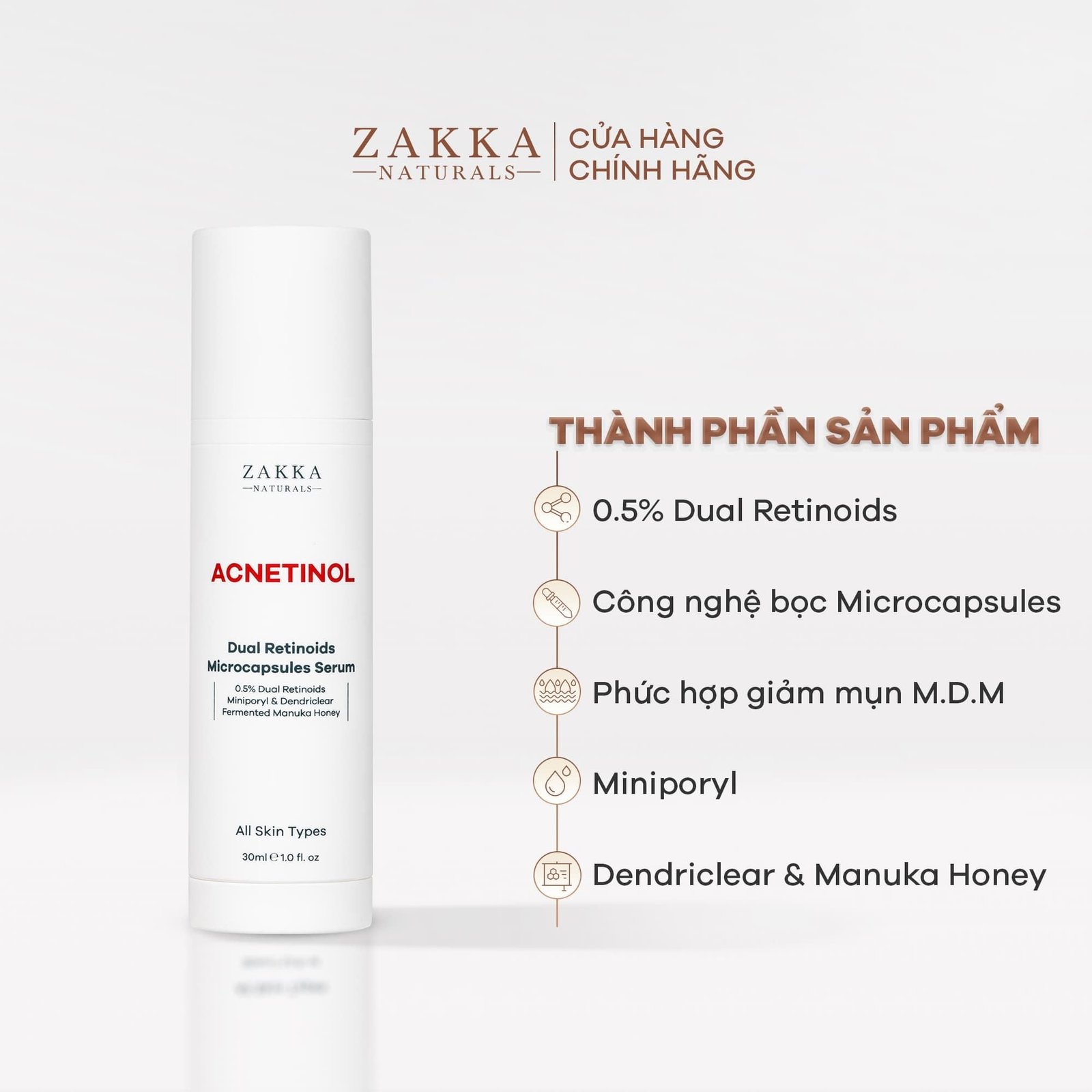 Zakka Naturals - Serum Retinol 0.5 Acnetinol Dual Retinoids Microcapsules