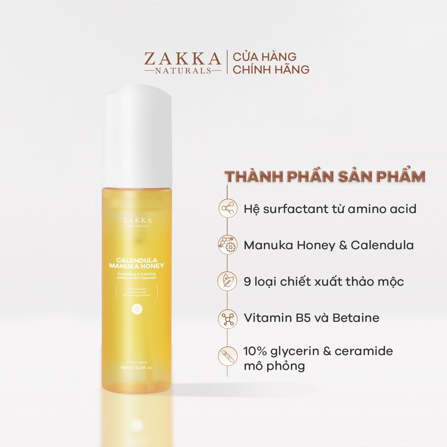 Zakka Naturals - Sữa Rửa Mặt Hoa Cúc Dịu Nhẹ Calendula Manuka Honey